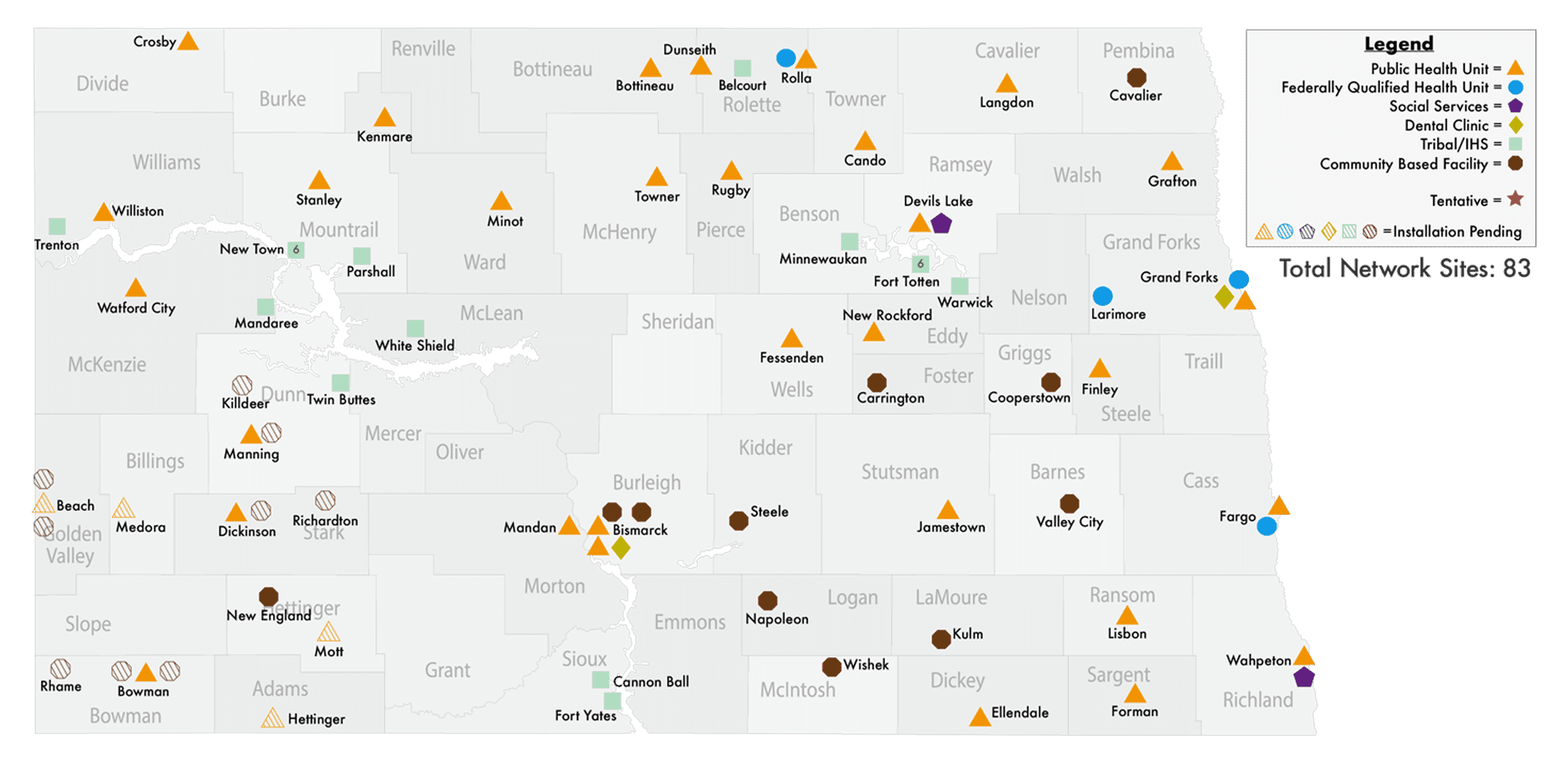 North Dakota Health Network Coverage Map